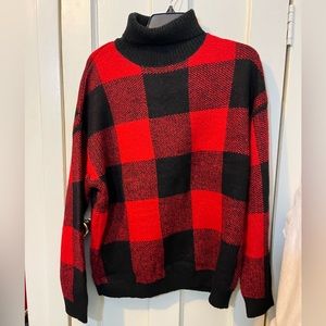 Mens Black Red Turtleneck Sweater By ASOS Design Size Medium New With Tags